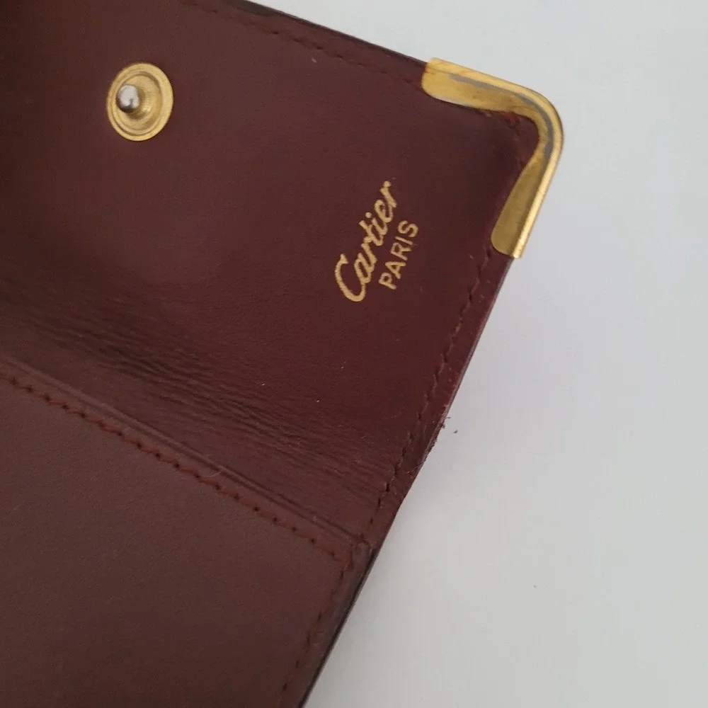 Cartier Vintage Burgundy Leather Key Holder Case Must de Cartier Gold Hardware